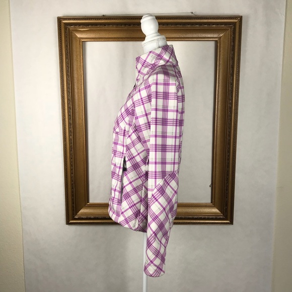 NORTH FACE purple plaid white soft shell jacket, M - Picture 4 of 8